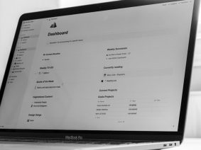 Laptop with a web app on a desk