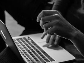 Person working on a laptop